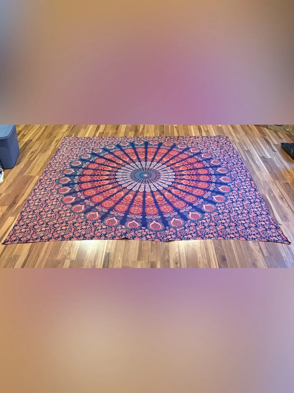 Mandala Wall Tapestry - Navy and Red Bohemian Wall Decor